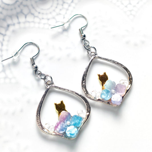 朝露と紫陽花の ピアス・イヤリング