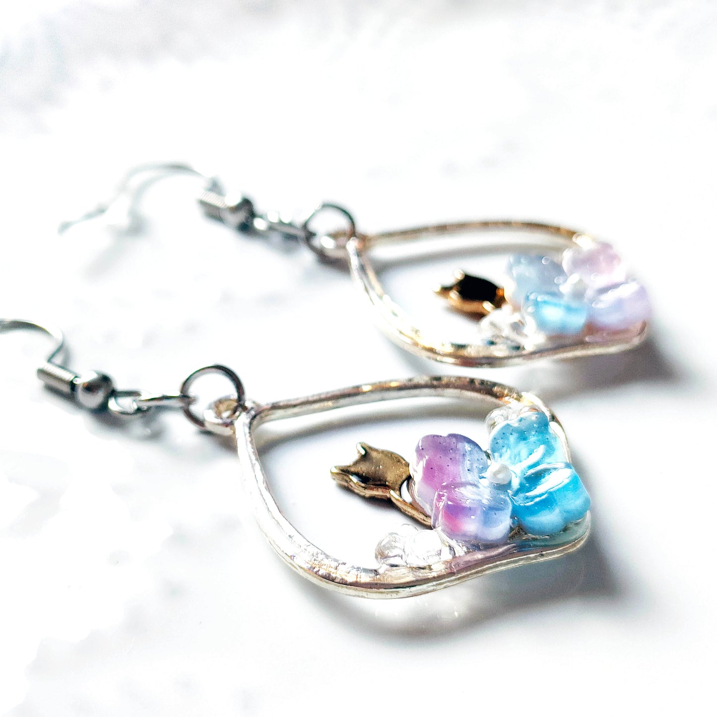 朝露と紫陽花の ピアス・イヤリング