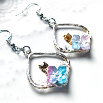 朝露と紫陽花の ピアス・イヤリング