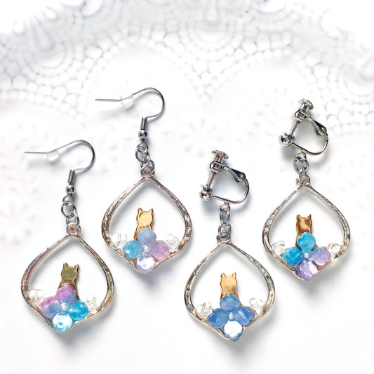 朝露と紫陽花の ピアス・イヤリング